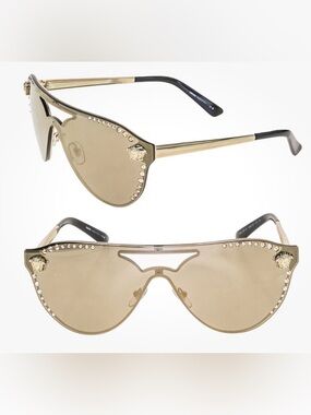 Versace Authentic Rimmed Crystal Medusa Sunglasses